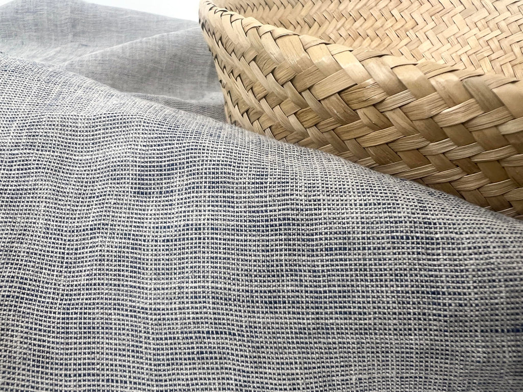 100% Linen Fabric - Yarn Dyed Chambray, Pre-Washed, Lightweight Crisp & Cool Handfeel, 52-54" Wide - (Dusty Blue