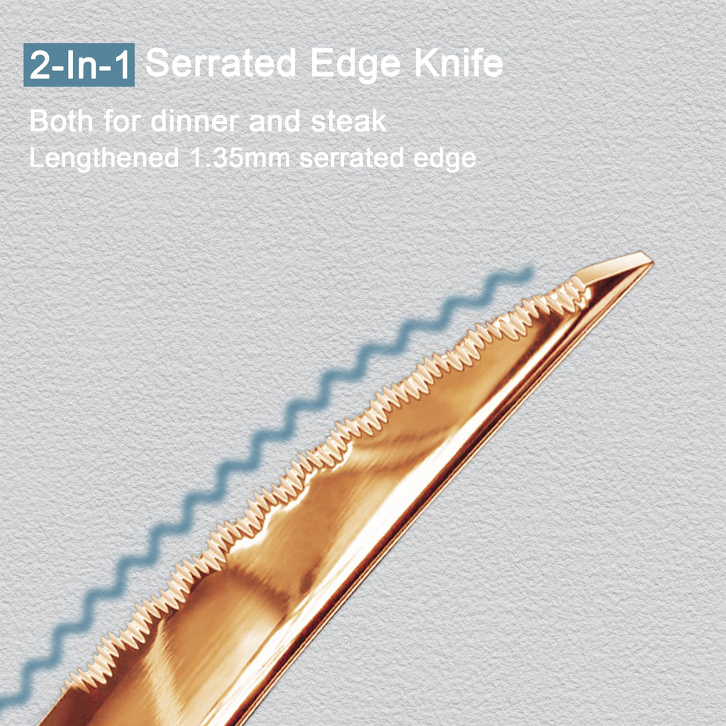Hammered Rose Gold Stainless Steel 20-Piece Modern Flatware Set