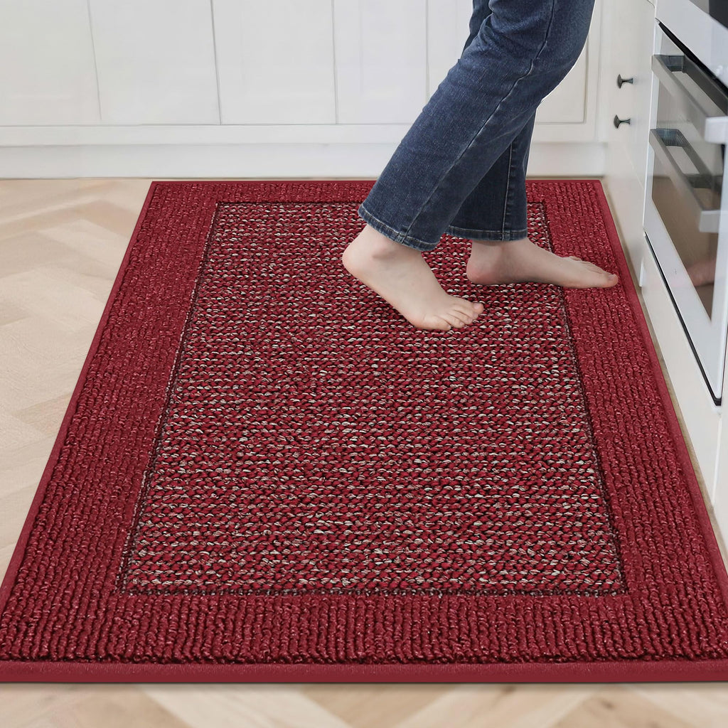 Kitchen Rugs 32"x48", Non Slip Kitchen Floor Mats Washable, Red