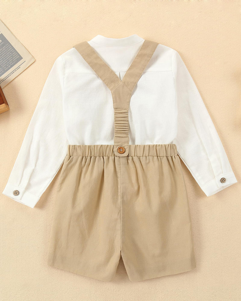 Vintage Toddler Boy Clothes 2Pcs Suspender Pants with Pockets Fall Outfits