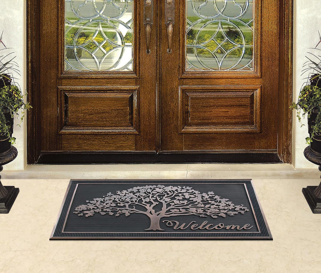 100% Rubber Doormat for Outside Entrance, Non-Slip Heavy Duty Front Door Mats, Thin Profile Hight Traffic Areas Mat