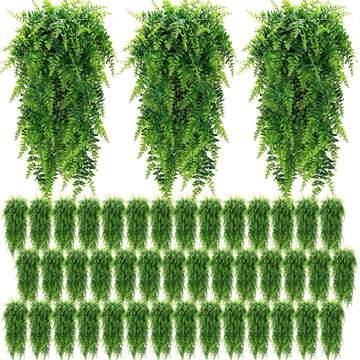 88 Pcs Artificial Hanging Plants Boston Ferns 32 Inch Plastic