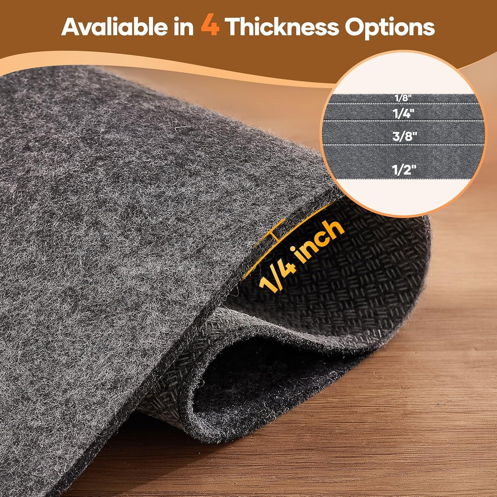 Non Slip Cushioned Rug Pad Gripper, Felt and Silicone Backing, 9 x 12 Ft, 1/4 inch Thick Carpet Liner Protector Mat - Set of 99