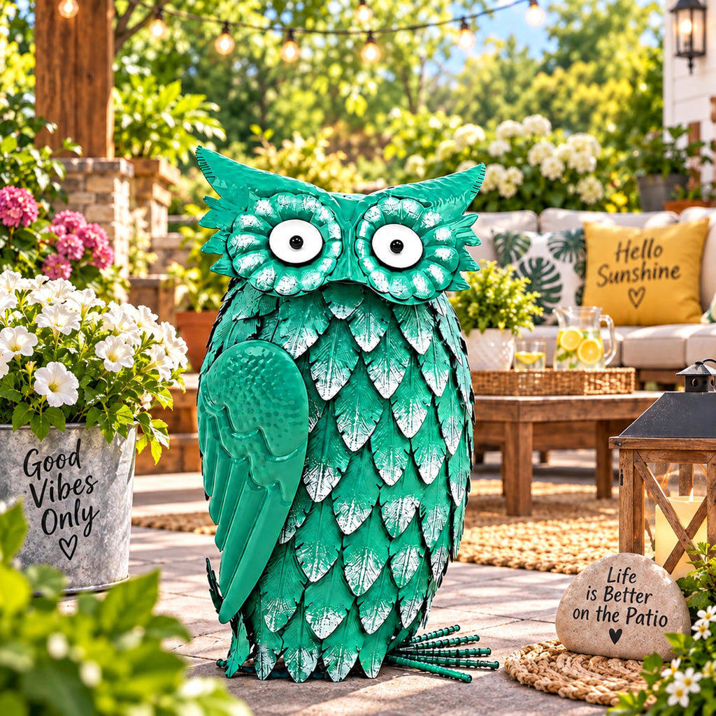 Large Owl Statue, Bird Figurine Gift for Halloween Christmas