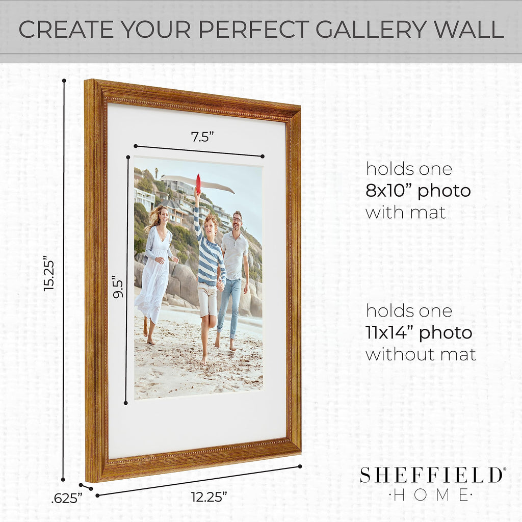 9 Piece Gallery Wall Frame Set, 11x14 Inch, Beaded Antique Bronze