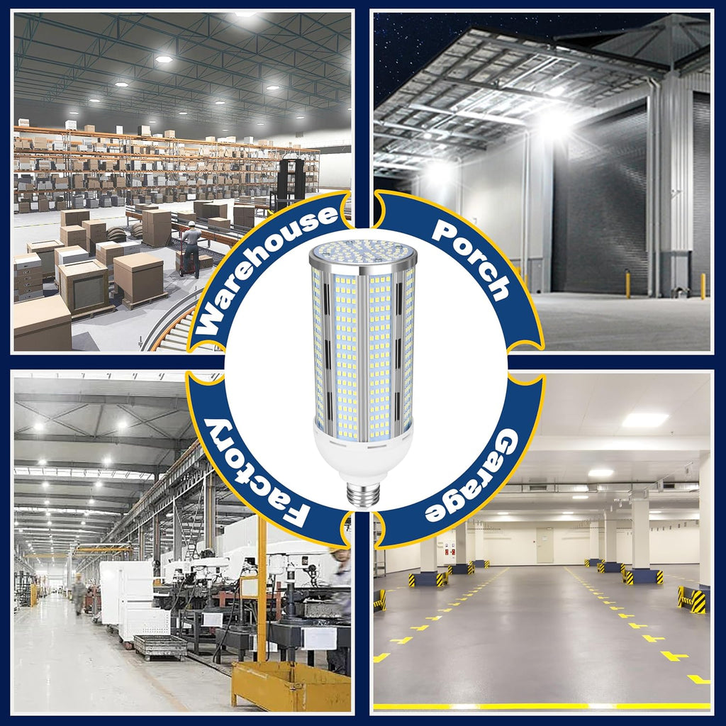 4Pack 100W LED Corn Bulb, 12500LM Super Bright 5000K Daylight White, E26/E39 Large Mogul Base, 400W Metal Halide MH