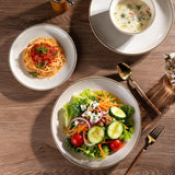 Ceramic Dinnerware Sets for 4, 12 Pieces Handpainted Stoneware Plates and Bowls Set, Scratch Resistant Dishes Set