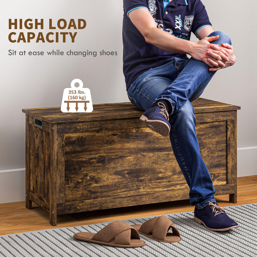 Storage Bench Cut-Out Handles 39.4" x 15.7" x 18.9" Rustic Brown
