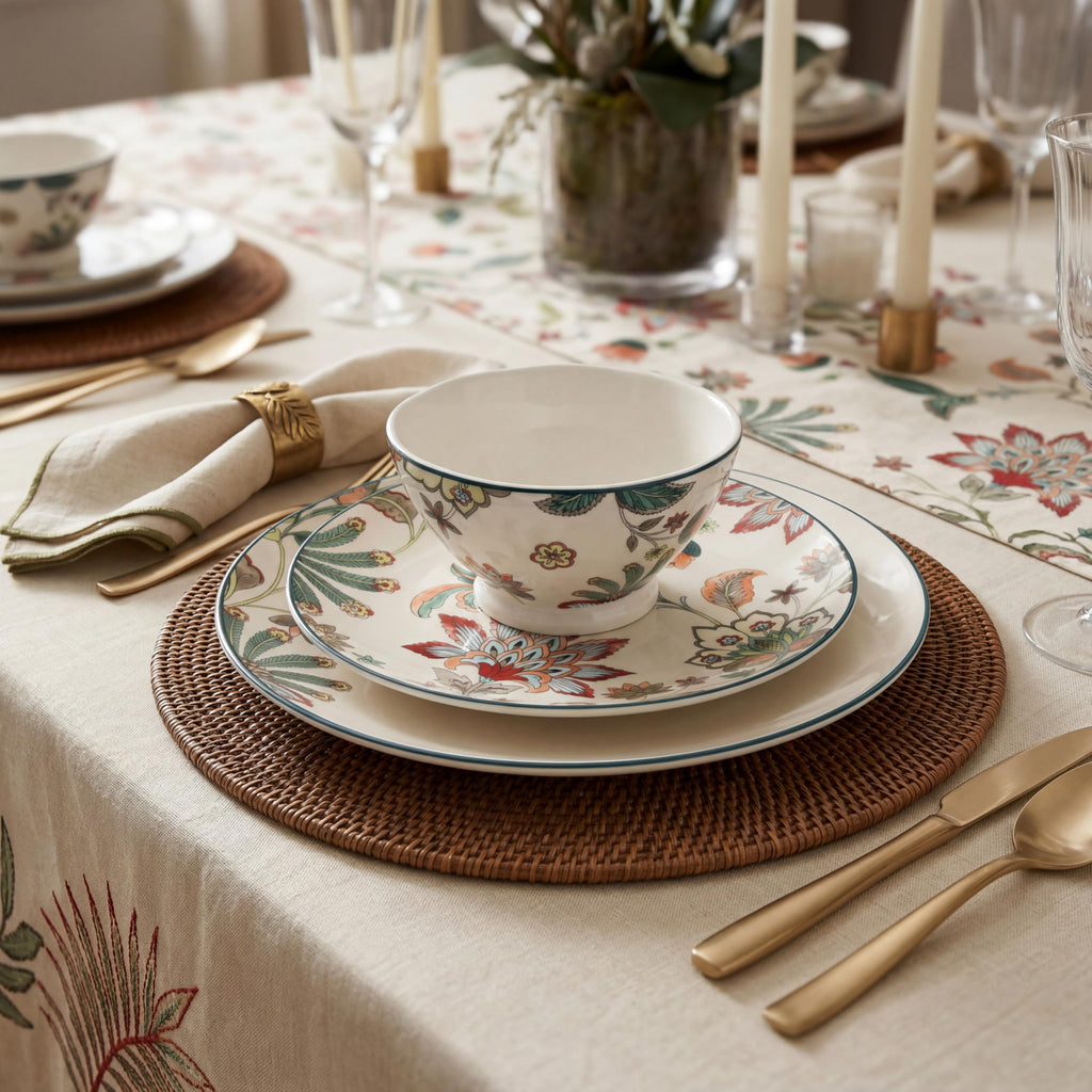 Perse 12-Piece Porcelain White Dinnerware Set | Microwave and Dishwasher Safe Big Dinner Plates and Bowls Sets for 4