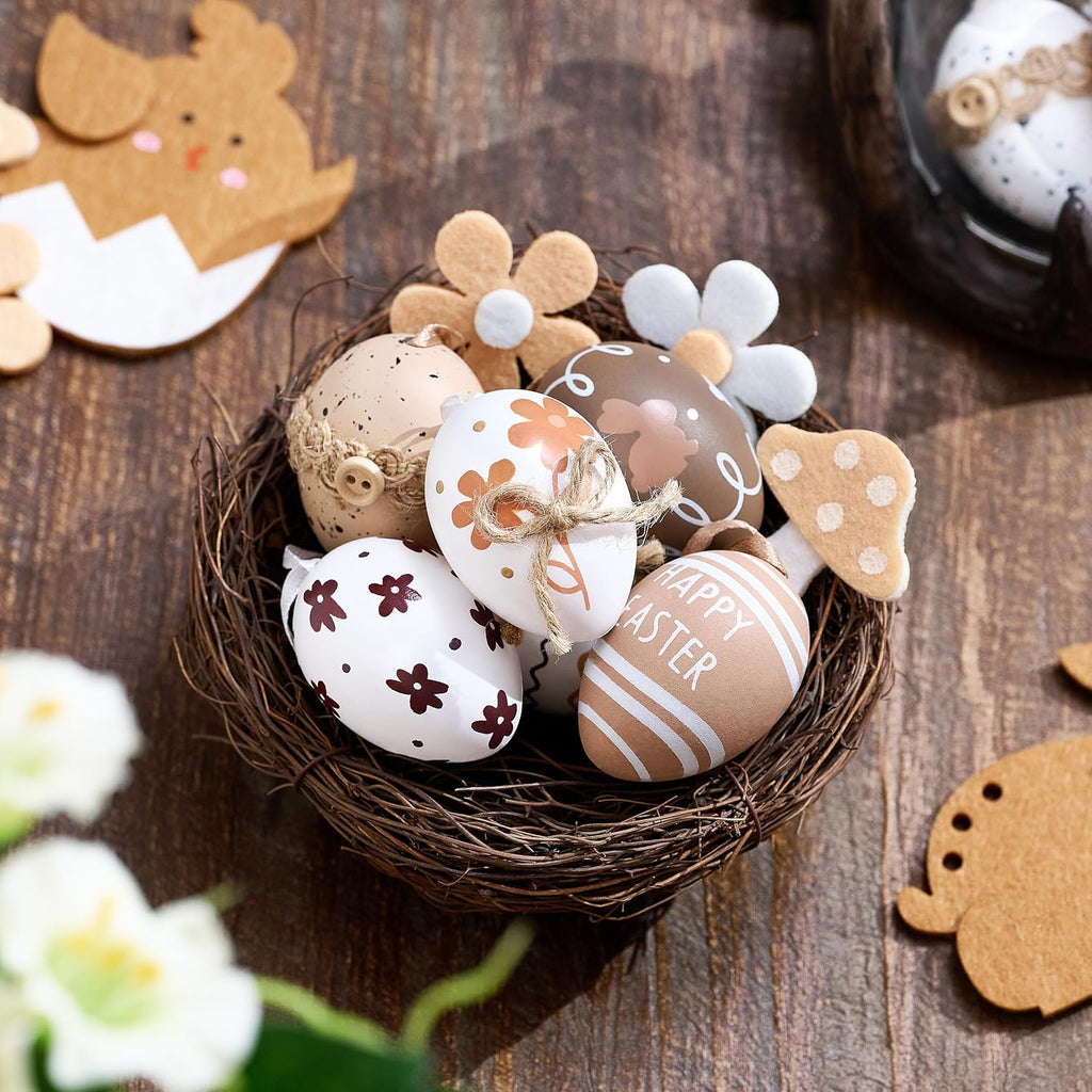 Easter Eggs Tree Ornaments, Nature Beige White Plastic Easter Egg Bulk Tree Decoration, Shatterproof Decorative - Set of 40