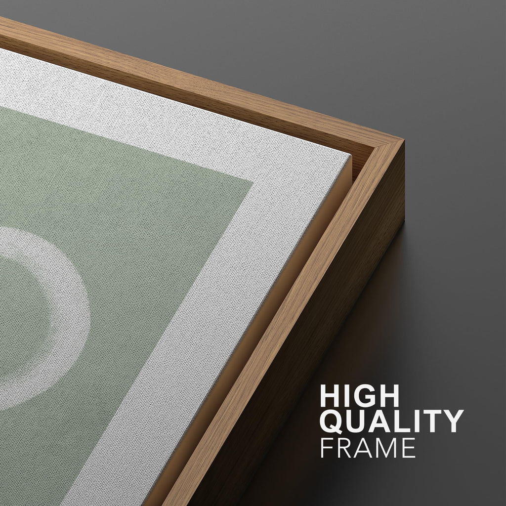 Framed Wall Art Print Set White Line Over Contrasting Green Background Abstract Swirly Digital Art Modern Art