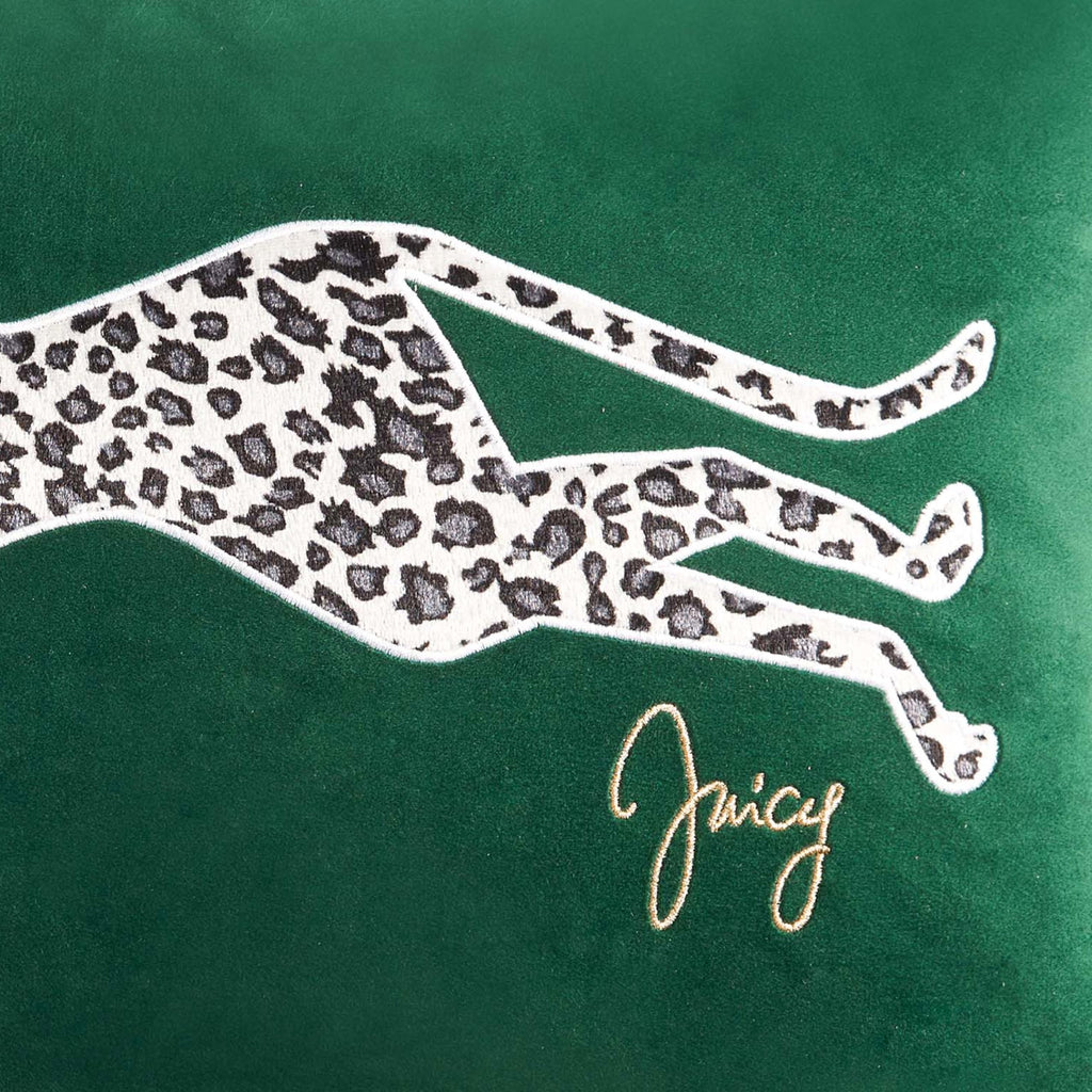 Reversible Velvet Cheetah Pillow, 18" x 18" Decorative Pillow, Emerald Green