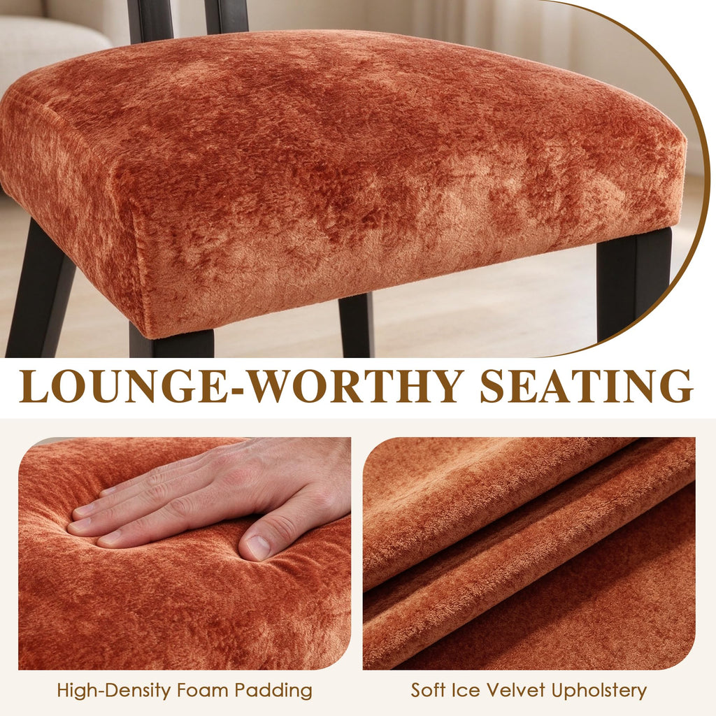 Mid Century Modern Dining Chairs, Velvet Farmhouse Upholstered Kitchen Chairs, Accent Curved Backrest Dining Room