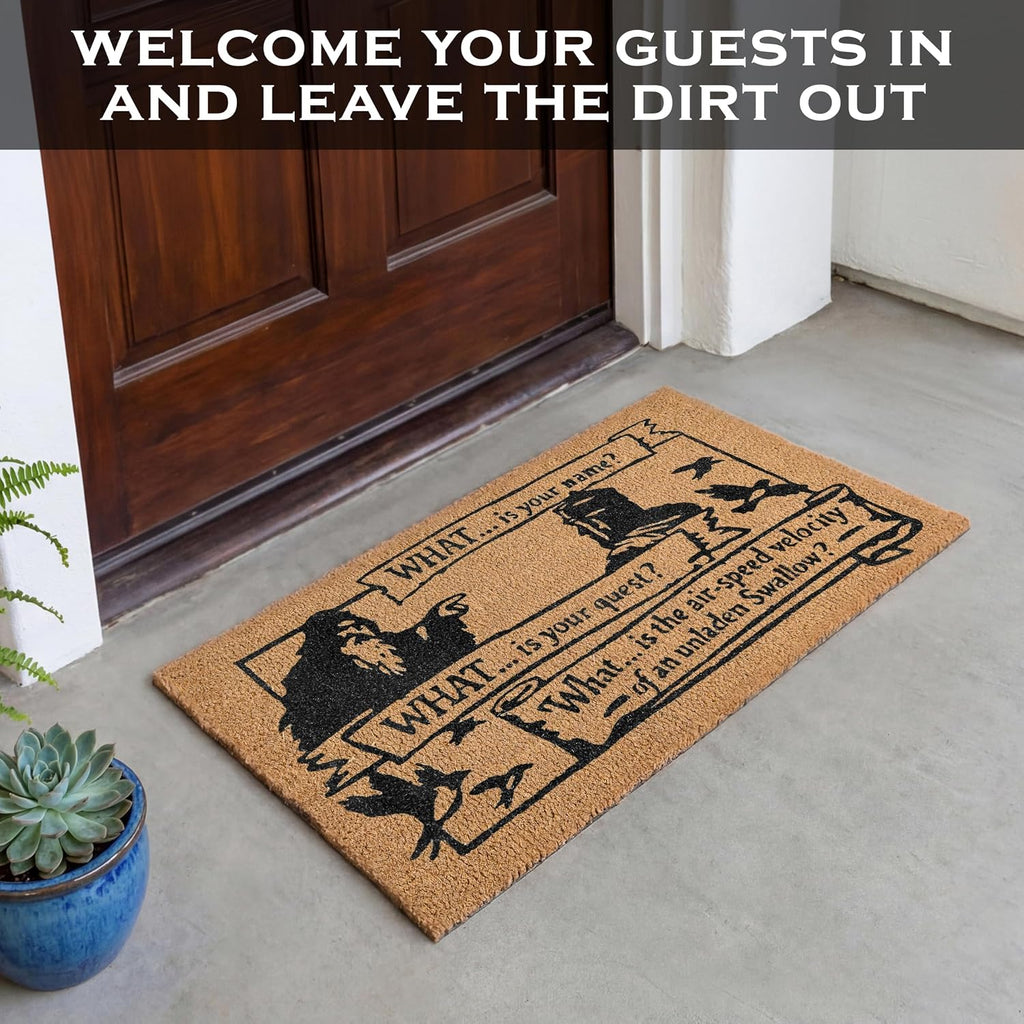 What Is Your Quest Door Mat 30x17 Inch, Funny Welcome Mat for Front Door | Pop Culture Home Decor, Natural Coir