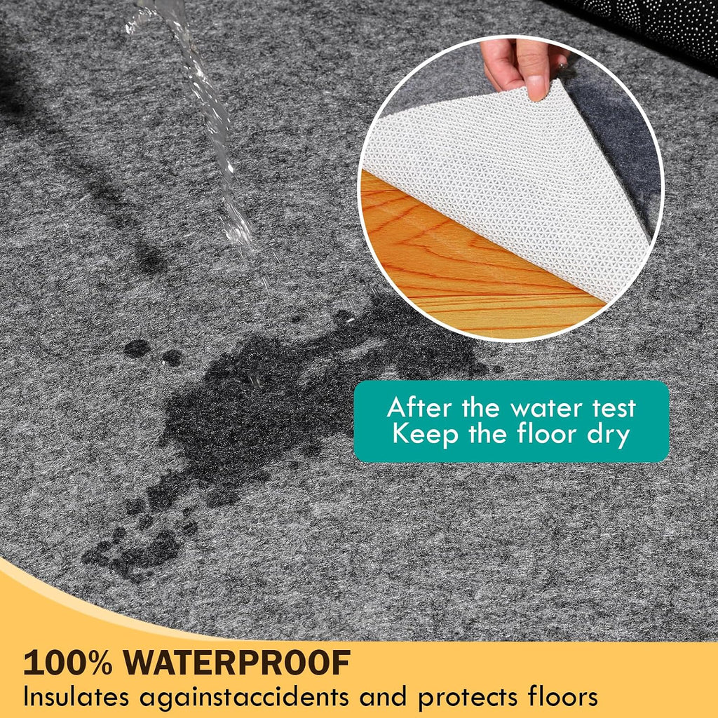 Waterproof Rug Pad 9x12 Ft, Under Area Carpet Padding, Non Slip Felt Rug Pads for Hardwood Floors, Protective - Set of 108