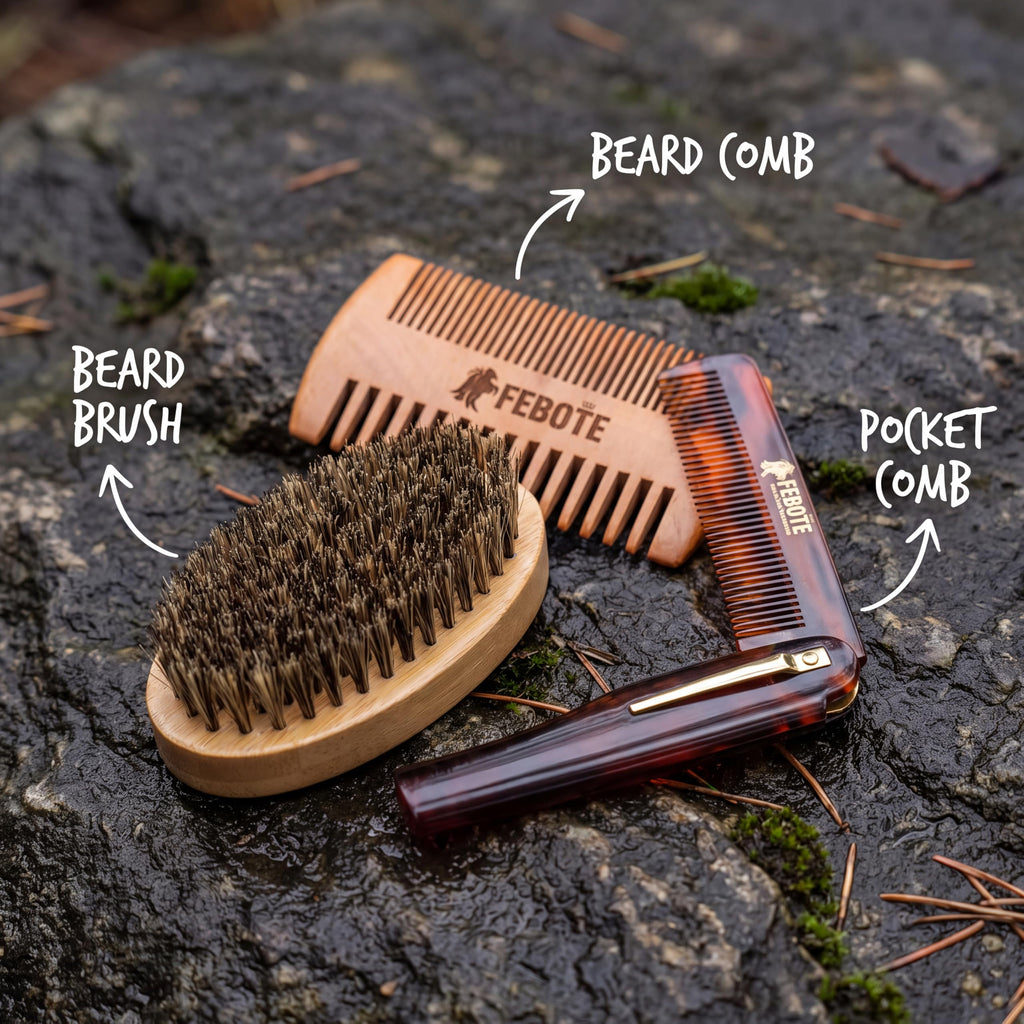 Beard Care Kit for Men - Premium Grooming & Care Set with Beard Wash, Oil, Balm, Brush, Massager Roller and Scissors