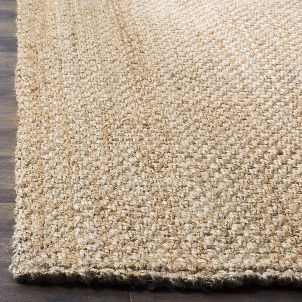 Area Rug 6' Square - Natural Fiber Collection - Natural Brown, Handmade Jute, Basketweave Design (NF401A)