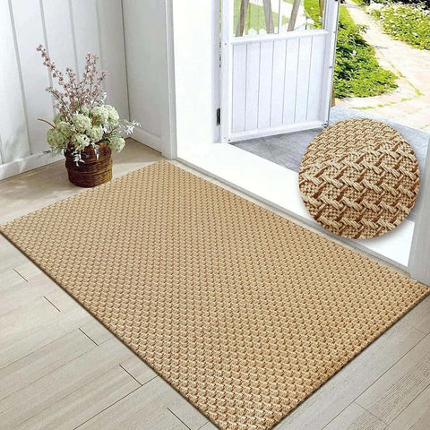 Braided Rug Faux Jute Entryway Rug 2' x 3' Non-Slip Backing Machine Washable Natural Boho Stain-Resi