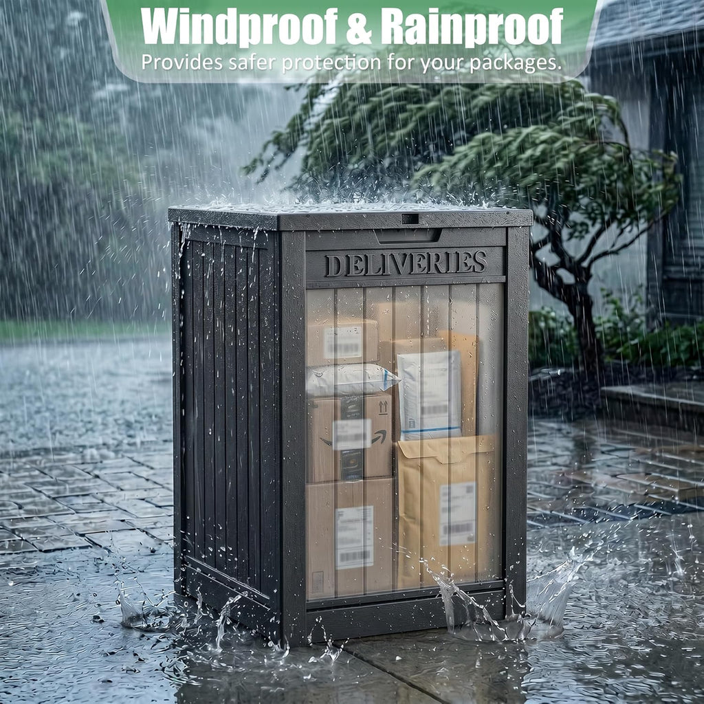 Package Delivery Boxes 55 Gallon Outdoor Parcel MailBox Drop Storage Deck Box Secure Resin Waterproof Lockable UV
