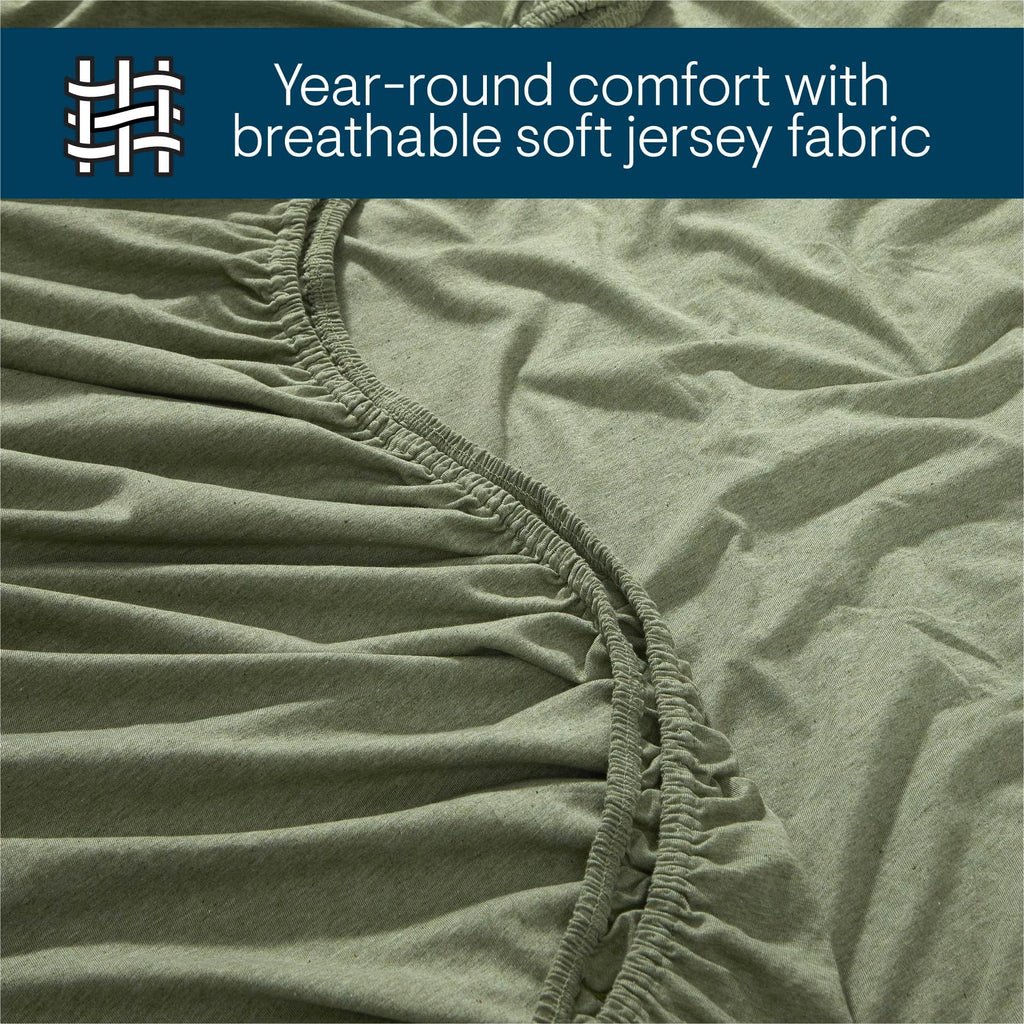 Super Soft Jersey Knit Sheet Set, 3 Piece Bed Sheets, Cotton Rich Jersey Sheets, Fits Mattresses up to 17" Deep, Twin