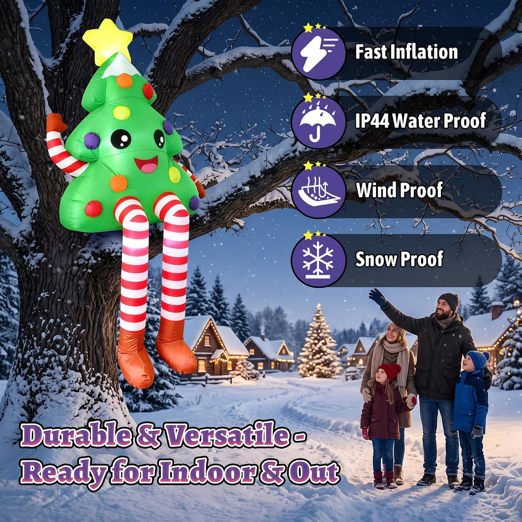 8FT Christmas Inflatables Sitting Christmas Tree Xmas Outdoor Decor