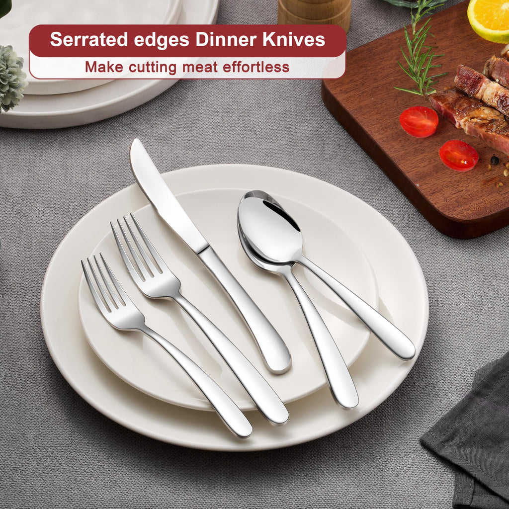 Heavy Duty Silverware Set for 4, 20-Piece Stainless Steel Flatware