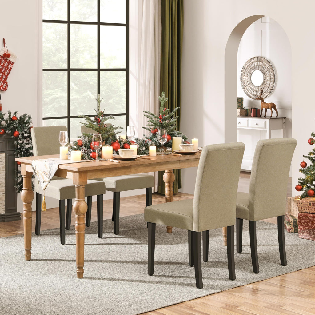 Set of 6 Upholstered Kitchen Chairs Khaki