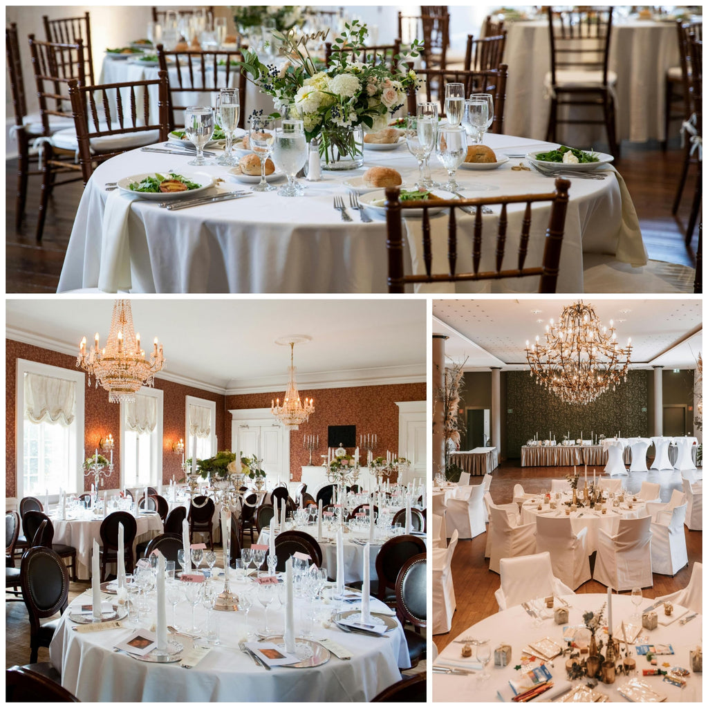 2-Pack Round 90-inch White Table Cloths, Solid Stain and Wrinkle Resistant Circular Tablecloth, Premium Plain Weave