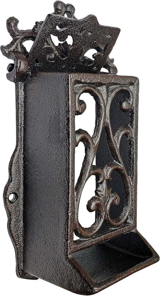 Cast Iron Matchbox Holder, Vintage Matches Box for Long Matches, Antique Black Match Holder, Rustic Wooden Matches