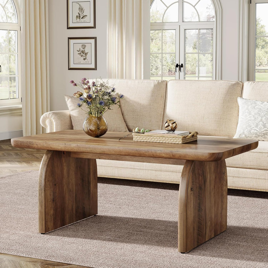 Rectangle Coffee Table, 47-Inch Wood Rectangular Living Room Table