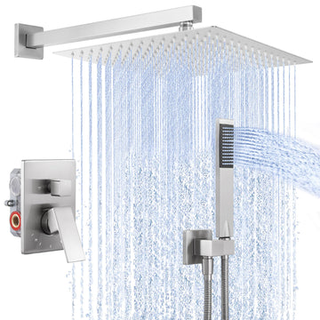 Shower Faucet Set, Shower System 12 Inch Rain Shower Head with Handheld Spray, Pressure Balance Shower Faucets Sets