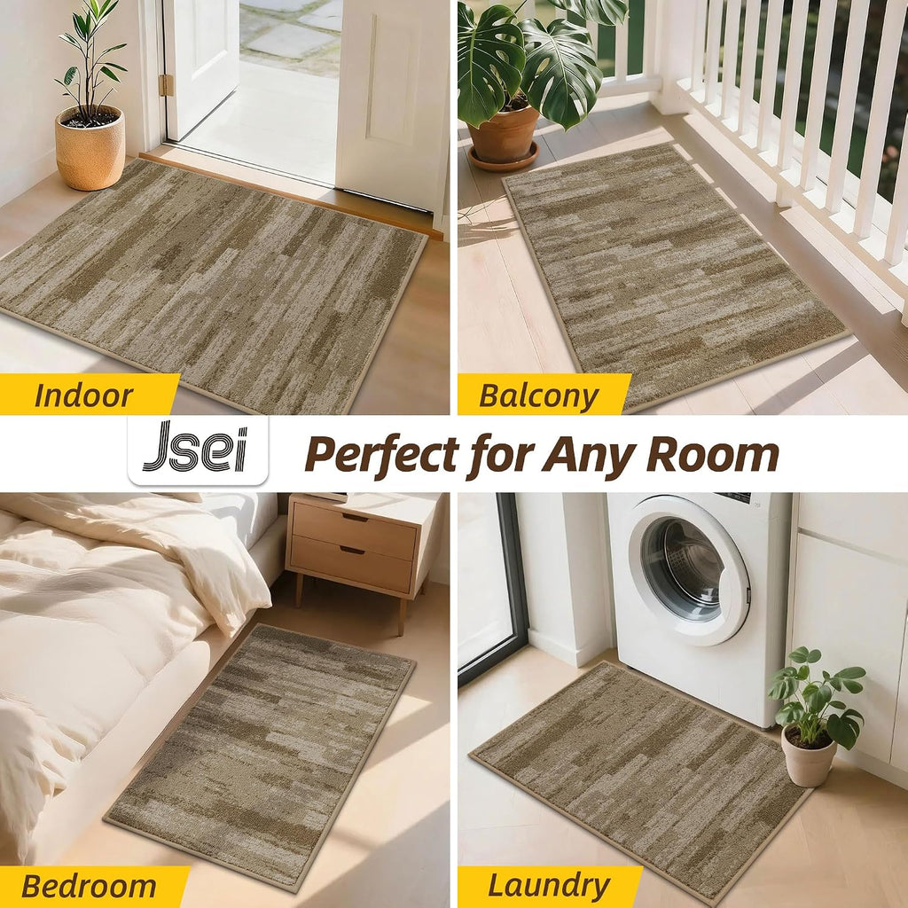 Dirt Trapper Door Mat 24"x36", Non-Slip Doormat, Beige | Entryway Rugs Washable,Trap Dirt Absorbent Welcome Floor