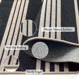 Elance Striped Easy Jute Outdoor Patio Rug, Washable 5x7 Area Rugs for Living Room Office Indoor Out