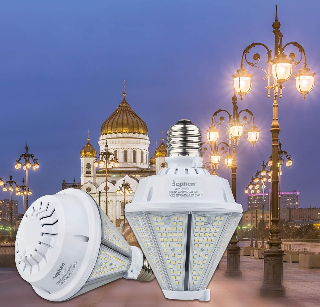 80W LED Post Top Bulb, Removable E26&E39 Mogul Base Corn Light