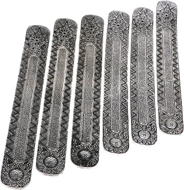 Metal Incense Stick Holder 9.5" Long, Ash Catcher-Silver Finish Ideal Gift for Wedding, Aromatherapy, Zen - Set of 6