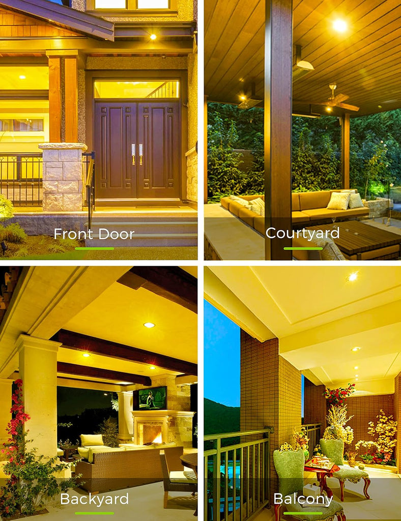Yellow Bug Light Bulbs Outdoor, 4 Pack 2000K Non-Attracting, Non-Dimmable Amber Porch Lights, E26 Base, Backyard