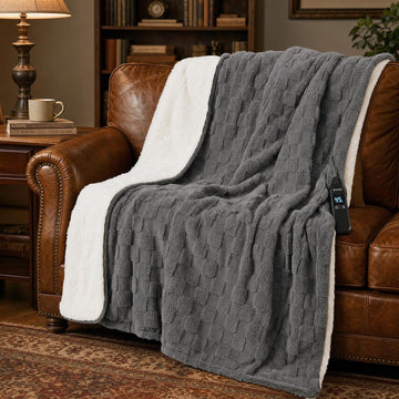 Heated Weighted Blanket for Adults, 15 lbs Weighted Beads, 48"×72"