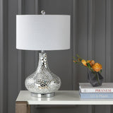 JYL1056A Emilia 26" Mirrored Mosaic LED Table Lamp Contemporary Glam Bedside Desk Nightstand Lamp Living Room Office