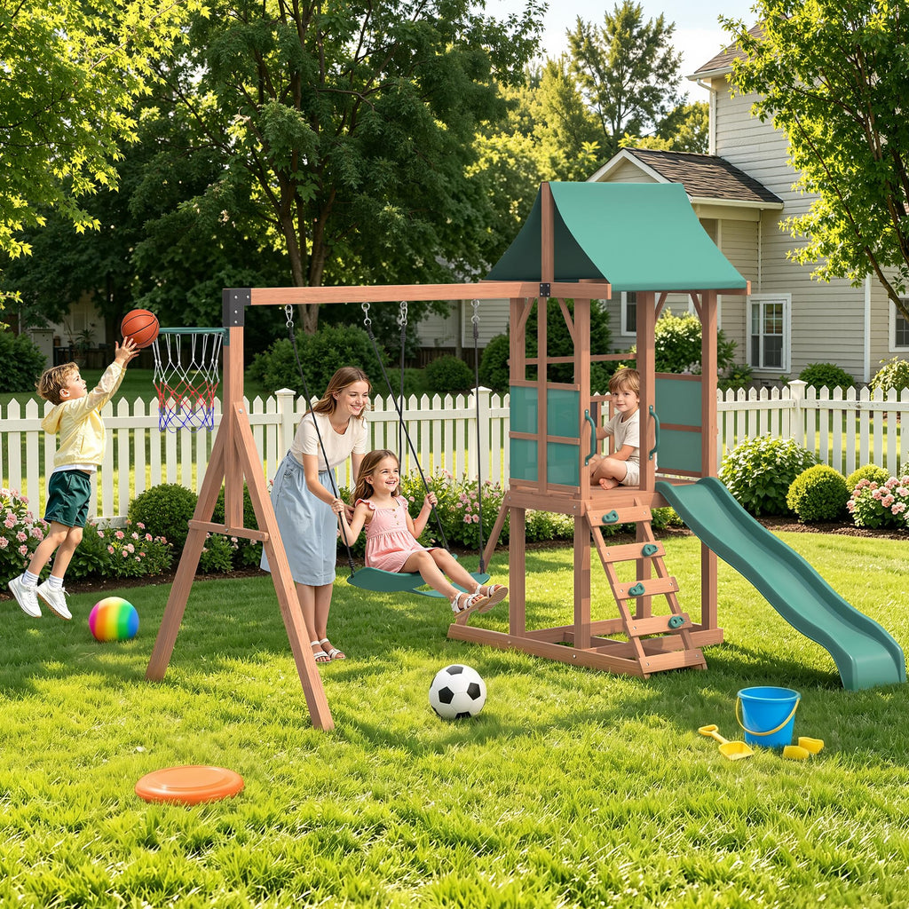 6-in-1 Wooden Swing Set