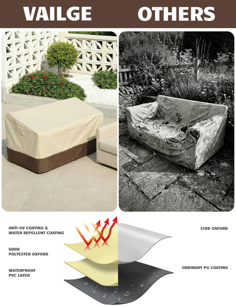 Patio Loveseat Cover 2-Seater & Outdoor Sofa Couch Cover Waterproof