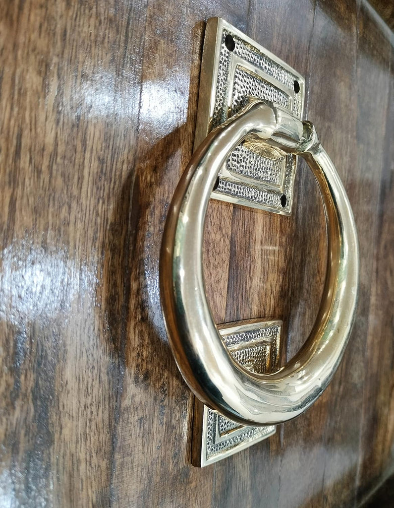 Beautiful Brass Ring Door Knocker Mounting Hardware Home Decoration Smooth Round Shape 5" Diameter Front Door Knocker