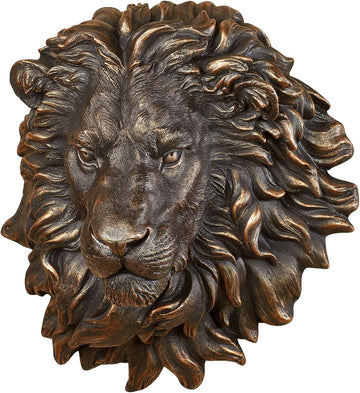 Power and Presence Lion Head Wall Sculpture, Aged Bronze
