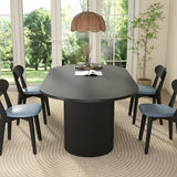 41 in-78 in Extendable Dining Room Table for 4-8, Round Expandable Kitchen Table with Fluted Base, Modern Oval Dinner