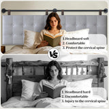 King Headboard Headboards for Adjustable Beds Backboard Wall Mounted Headboard with Gray Button Tufting Hanging Head