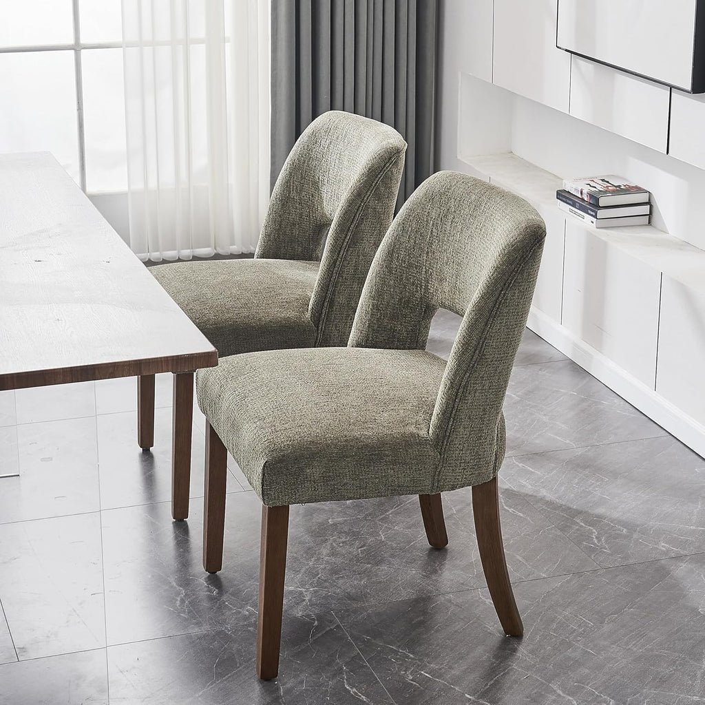 Wooden Dining Chairs Set of 2, Modern Fabric Upholstered Dining Room Chair Kitchen Chairs, Farmhouse Dinner Chair for