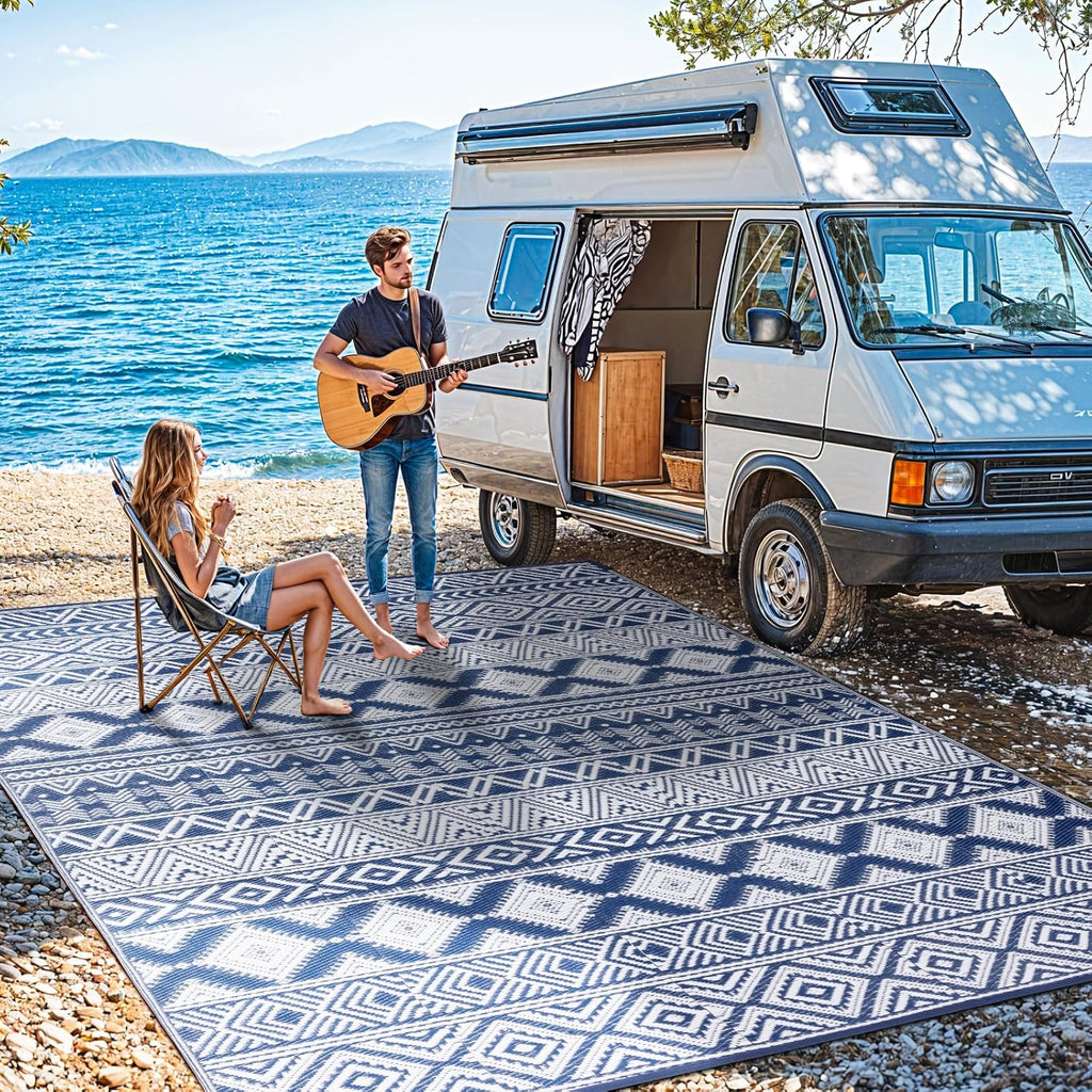 Waterproof Outdoor Rug 8x10 ft, Reversible Plastic Straw Patio Camping Rugs, Outdoor Indoor RV Mat Carpet, Outside