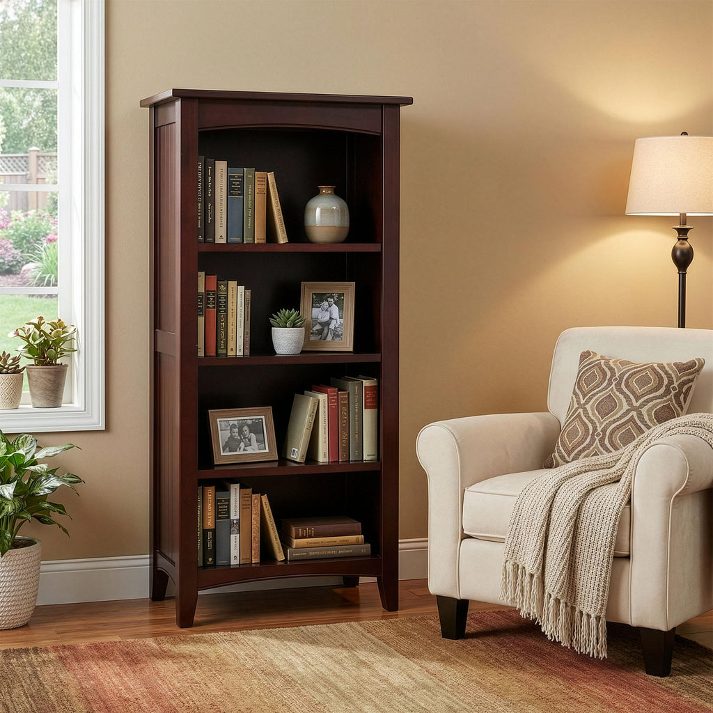 Shaker Cottage 4-Shelf Bookcase, Espresso, 22"W x 48"H
