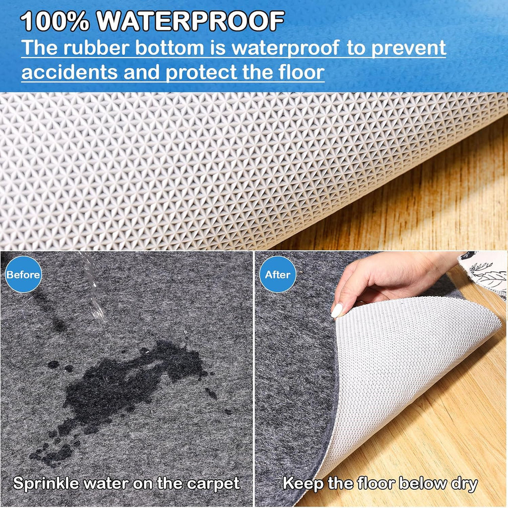 Non-Slip Rug Pads 1/4" Thick, 8x10Ft Waterproof Rugs Non Skid Rug Pad for All Floors and Finishes Durable Hardwood