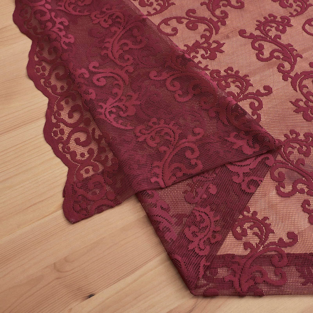 Burgundy Lace Curtains 45 Inch Length 2 Panels Set Wine Victorian Lace Curtains Cafe Rod Pocket Light Filtering