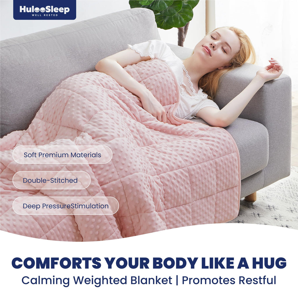 Weighted Blanket Twin 12lbs for Adult(48"×72", Pink) Breathable Soft Minky Weighted Throw Blanket for All Season, Heavy